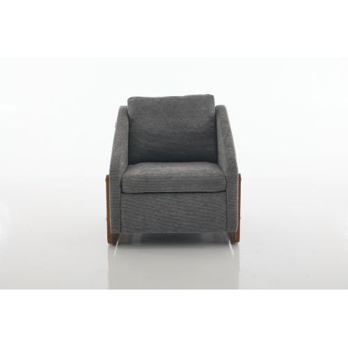 Fauteuil En Tissu Chenille Avec Coussin De Dossier, Pieds En Bois, Gris
