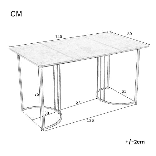 Table à Manger Rectangulaire Blanche Avec Pieds Réglables, Structure En Métal Noir