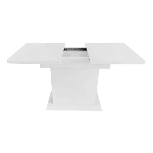 Table à Manger Extensible Rectangulaire Blanche Avec Rangements Ouverts
