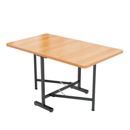 Table à Manger Rectangulaire Chêne Pliable, Cadre En Métal Noir