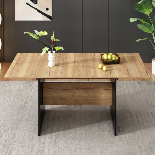 Table à Manger Extensible Rectangulaire En Grain De Bois