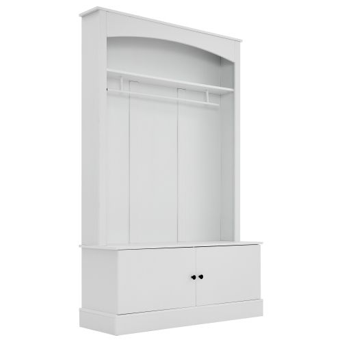 Vestiaire D'entrée Avec Armoire à Chaussures, Rangement Ouvert Et Tringle à Vêtements, Blanc