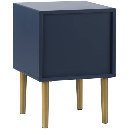 Lot De 2 Tables De Chevet Avec Rangement, Pieds En Métal Doré, Bleu Marine