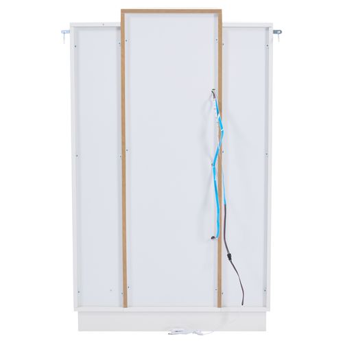 Vitrine Moderne Blanche Brillante 74x40x120cm Avec Éclairage LED, Étagères En Verre, 3 Portes