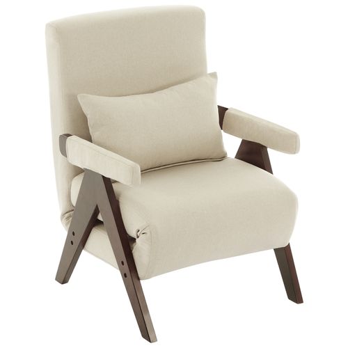 Fauteuil Convertible 3-en-1 En Lin Beige Réglable Avec Coussin