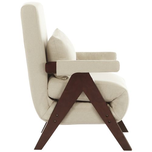 Fauteuil Convertible 3-en-1 En Lin Beige Réglable Avec Coussin