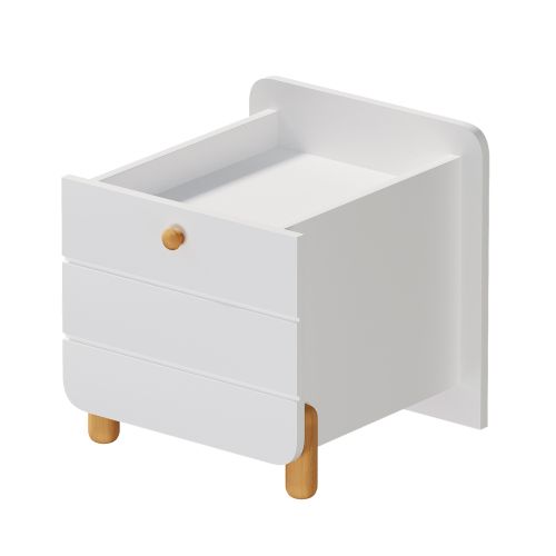 Table De Chevet Blanc Avec 1 Tiroir, Pieds En Bois