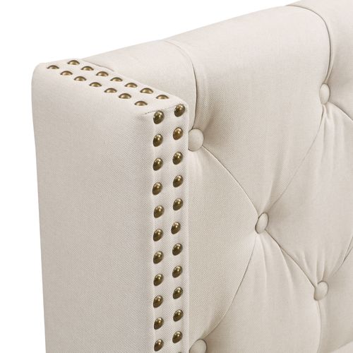 Lit90x200cm,lit 1 Place,pied De Bois,cadre De Lit,sommier,agréable,lin,beige