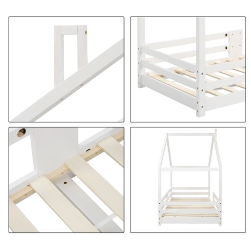 Lit90x200,lit Cabane,lit Enfant,protection,cadre De Lit,bois,blanc