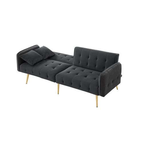 Canapé Convertible 2 Places Gris Antique 178 Cm, Canapé-lit Réglable En Velours