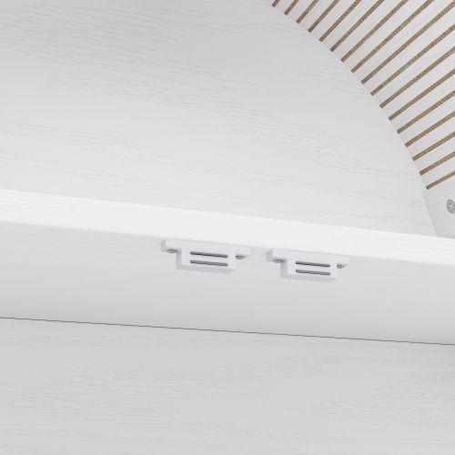 Buffet De Cuisine Blanc, Buffet Haut Avec 3 Tiroirs 2 Portes De Rangement Cintrées, Rangement Ouvert