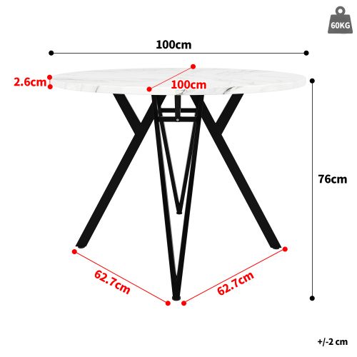 Ensemble Table Et Chaises, Table Ronde En Mdf Avec Pieds En Métal Noir Et 4 Chaises En Lin Gris