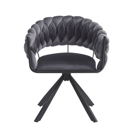 Lot De 6 Chaises De Salle à Manger En Velours Gris, Pieds Réglables En Métal Noir