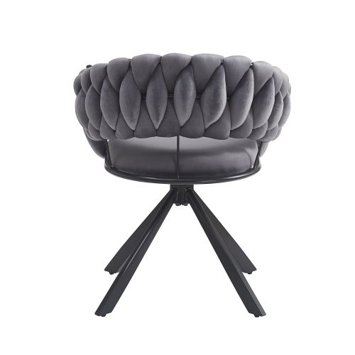 Lot De 6 Chaises De Salle à Manger En Velours Gris, Pieds Réglables En Métal Noir