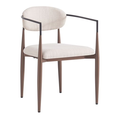 Lot De 4 Chaises De Salle à Manger En Tissu Beige, Pieds Réglables En Métal