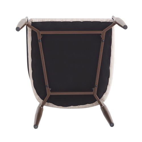 Lot De 4 Chaises De Salle à Manger En Tissu Beige, Pieds Réglables En Métal