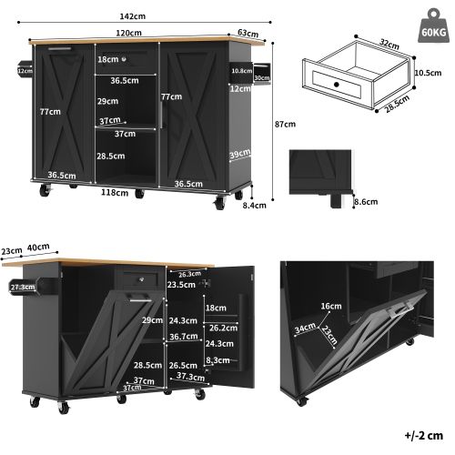 Desserte De Cuisine Extensible à 5 Roulettes Avec Tiroir, 2 Portes, Étagères, Noir