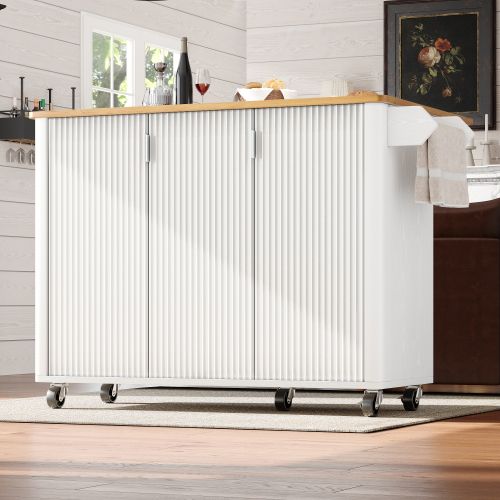 Desserte De Cuisine Extensible à 5 Roulettes Avec Porte-serviettes, Séparateurs Réglables, Blanc