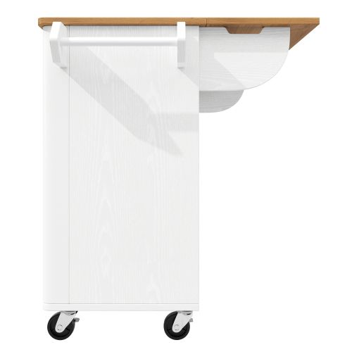 Desserte De Cuisine Extensible à 5 Roulettes Avec Porte-serviettes, Séparateurs Réglables, Blanc