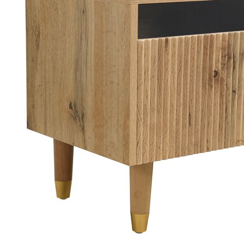 Meuble TV178cm,bas à Poser,led,pied De Support,4 Tiroirs,mdf+acrylique,couleur Bois