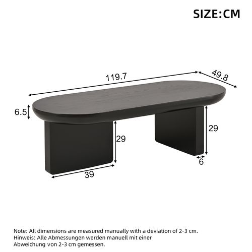 Table Basse Ovale Motif Bois Noire, 119,7 X 49,8 X 35,5 Cm, Mdf