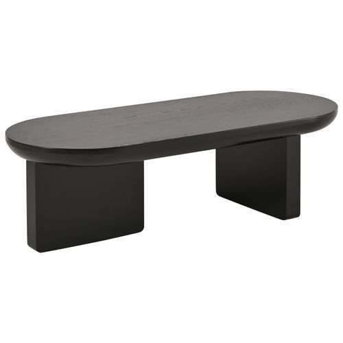 Table Basse Ovale Motif Bois Noire, 119,7 X 49,8 X 35,5 Cm, Mdf