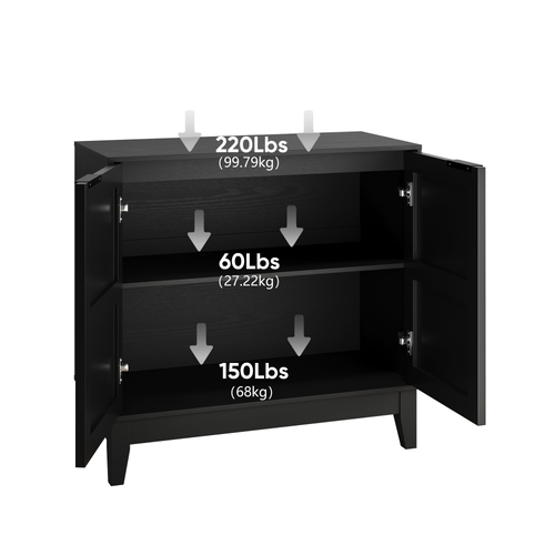 Buffet Vintage Noir Avec 2 Portes Et Étagères Réglables