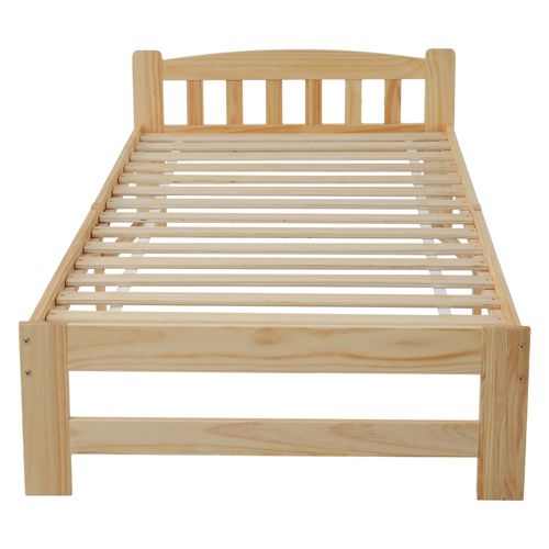 Lit Enfant Simple 90x200 Cm, Cadre De Lit En Bois Naturel Avec Sommier à Lattes