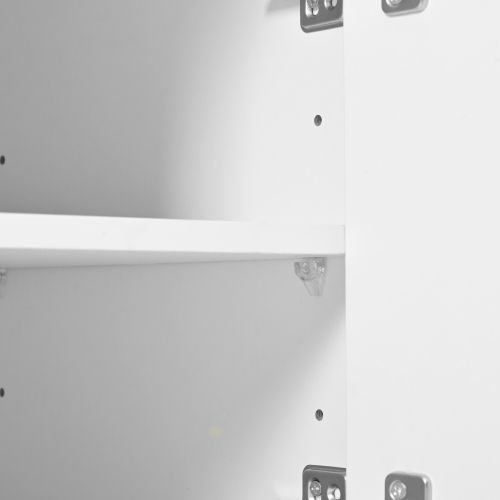 Coiffeuse Blanche Avec Éclairage LED Réglable, Miroir Et Tabouret De Coiffeuse, 3 Tiroirs, 2 Portes