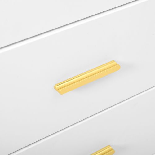 Commode à 6 Tiroirs à rayures verticales Avec Pieds Et Poignées Dorés - 76 x 120 x 40 cm