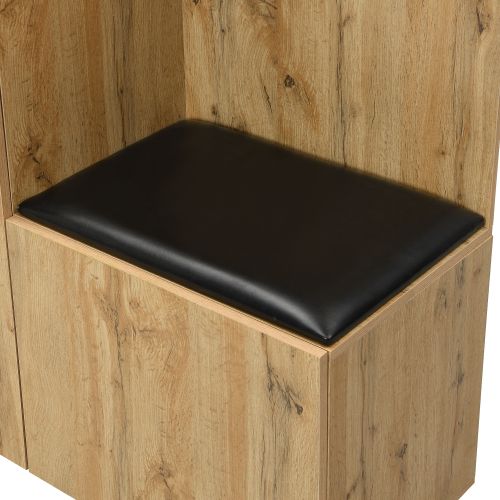 Vestiaire D'entrée Bois Avec Armoire à Chaussures, 5 Patères, Miroir, Armoire, 1 Tiroir, Banc Noir