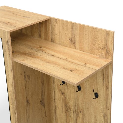 Vestiaire D'entrée Bois Avec 5 Patères, Miroir, Meuble à Chaussures Et Banc à Chaussures Blanc