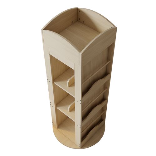 Bibliothèque bois haut rotative 360° pour enfants, étagère à livres avec 3 niveaux