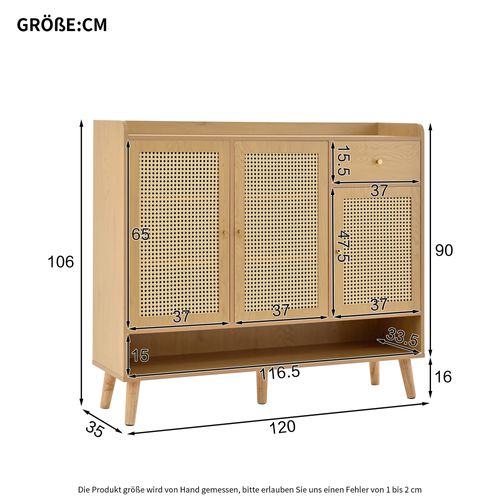  meuble à Chaussures Imitation Bois Avec Tiroir Et 3 Portes – Rangement Pratique, Pieds En Bois