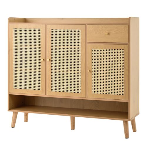  meuble à Chaussures Imitation Bois Avec Tiroir Et 3 Portes – Rangement Pratique, Pieds En Bois