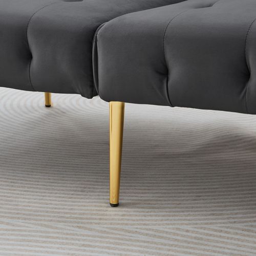 Canapé Convertible,2 Places ,clic Clac Avec Dossier Et Accoudoir Réglable,velours,mousse,gris