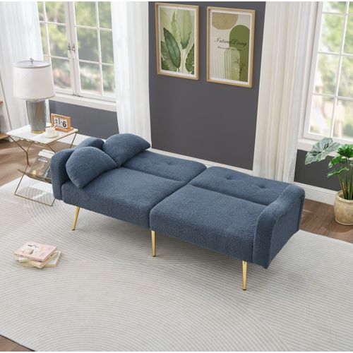 Canapé Convertible,2 Places ,moderne,avec Dossier Réglable,pied De Support,mousse,tissu,bleu-gris
