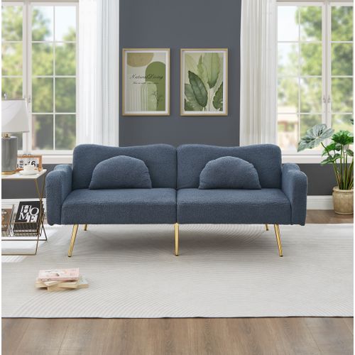 Canapé Convertible,2 Places ,moderne,avec Dossier Réglable,pied De Support,mousse,tissu,bleu-gris