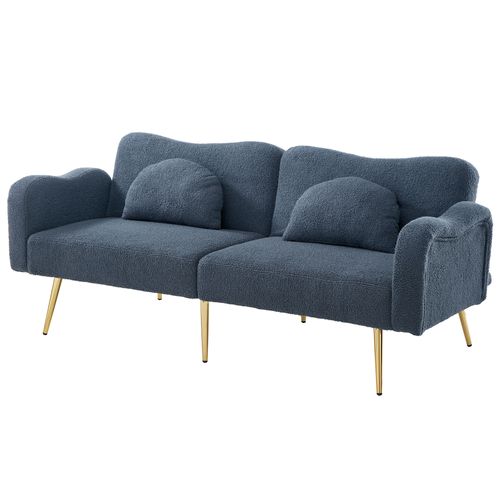 Canapé Convertible,2 Places ,moderne,avec Dossier Réglable,pied De Support,mousse,tissu,bleu-gris