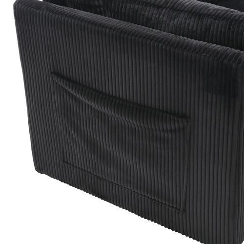 Canapé Angle Convertible,3 En 1,avec Rangement,poches Latérales,3 Places,mousse,velours,noir