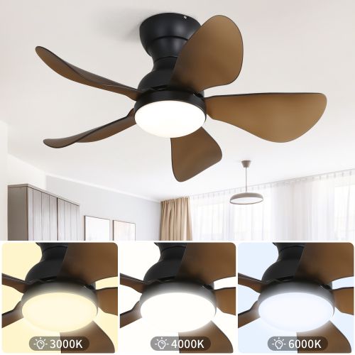 Ventilateur De Plafond 29" Dc Avec LED 18 W à Intensité Variable, 5 Pales En Abs, Minuterie, Marron