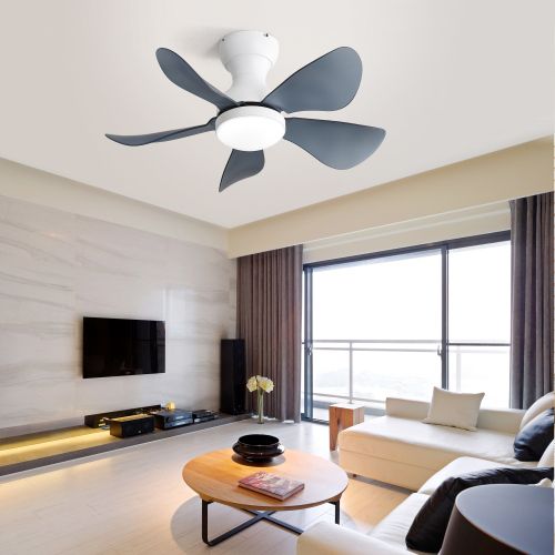 Ventilateur De Plafond 29" Dc Avec LED 18 W à Intensité Variable, 5 Pales En Abs, Minuterie, Gris