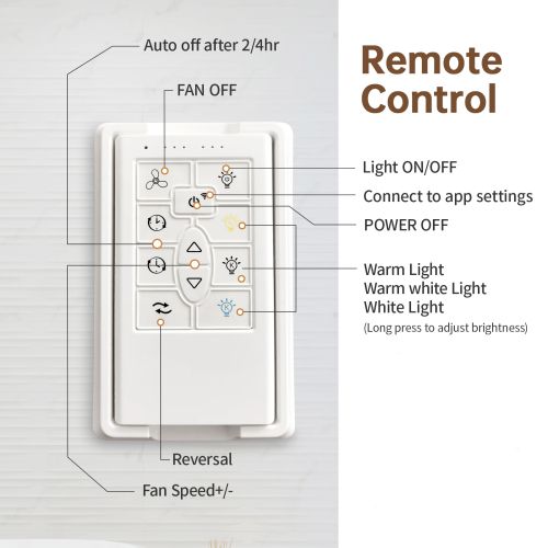 Ventilateur De Plafond 66" Avec LED, 8 Pales En Abs, Télécommande, Moteur Dc 6 Vitesses, Gris Foncé