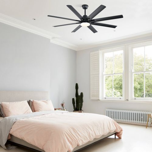 Ventilateur De Plafond 66" Avec LED, 8 Pales En Abs, Télécommande, Moteur Dc 6 Vitesses, Gris-noir