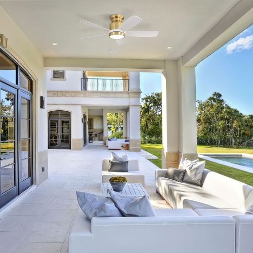 Ventilateur De Plafond 42" Dc Avec 5 Pales En Abs, Lumière LED, Minuterie, 6 Vitesses, Blanc