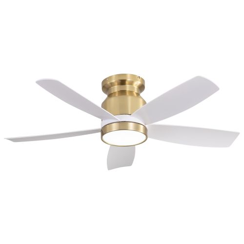Ventilateur De Plafond 42" Dc Avec 5 Pales En Abs, Lumière LED, Minuterie, 6 Vitesses, Blanc