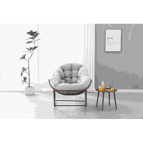 Chaise à Bascule Oeuf En Rotin Pour Jardin Avec Coussin Confortable, Gris Foncé