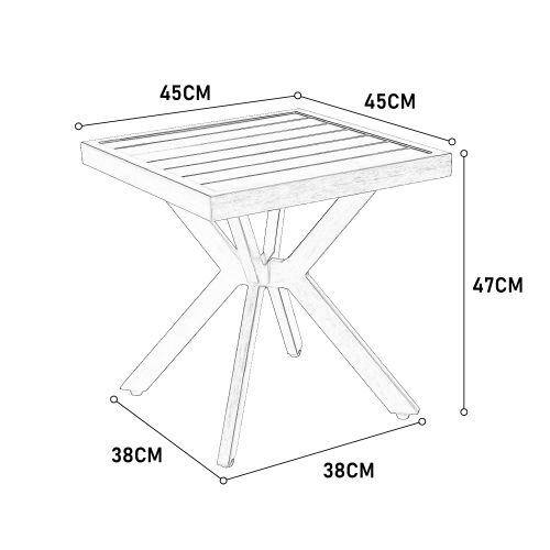 Table Basse De Jardin Aluminium Carré 45×45×47 Cm, Gris Foncé, Résistant Intempéries