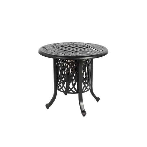 Table De Jardin Aluminium Ronde 55×55×49 Cm Avec Seau à Glace, Pieds Réglables Bronze