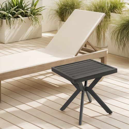 Table De Jardin Aluminium Carré 45×45×47 Cm, Brun Foncé, Résistante Eau Et Rouille